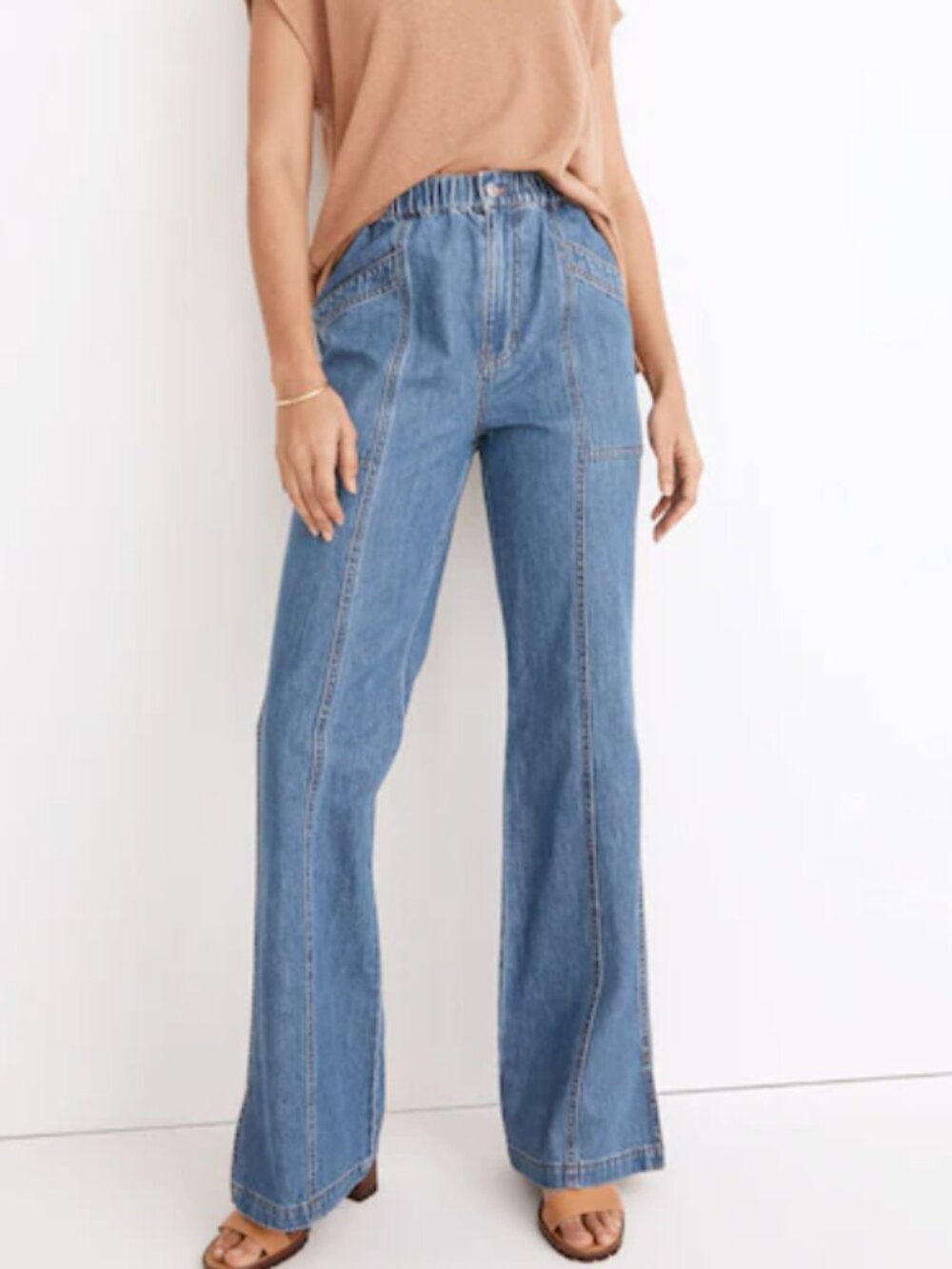 MADEWELL Elastic Waist Loose Flare Pants ND625 Jeans size medium